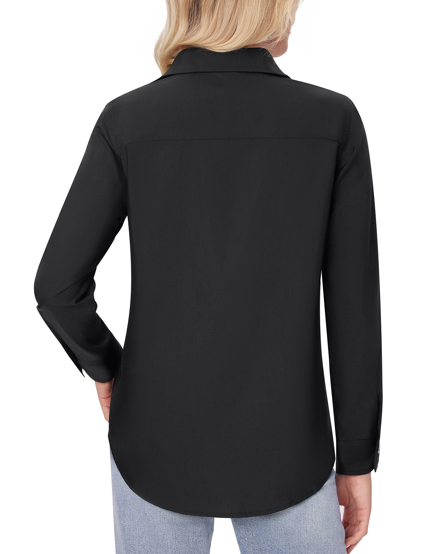 Siliteelon White Button Down Shirts for Women Long Sleeve Wrinkle Free Dress Shirts Work Office Blouse Tops with Pocket