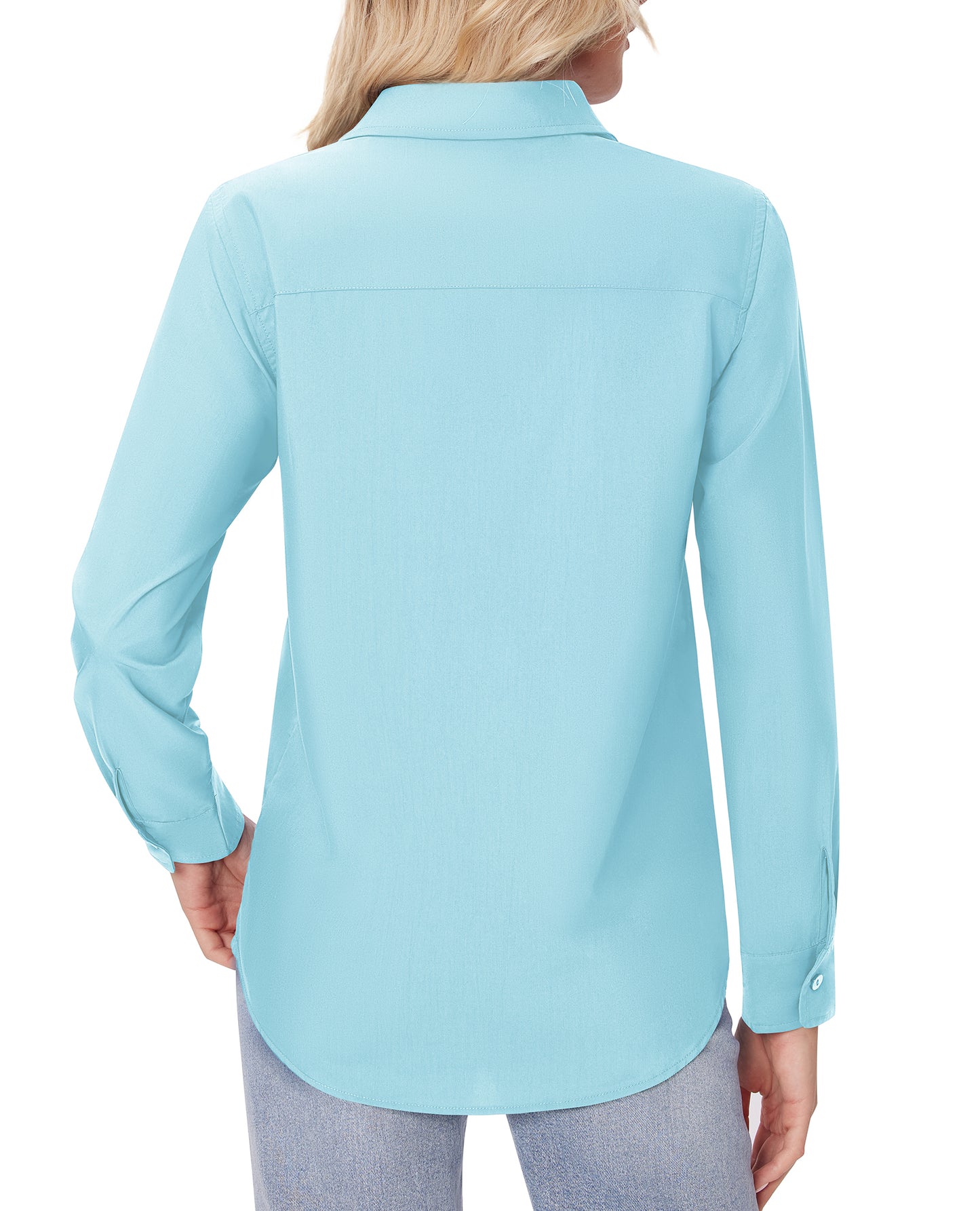 Siliteelon White Button Down Shirts for Women Long Sleeve Wrinkle Free Dress Shirts Work Office Blouse Tops with Pocket