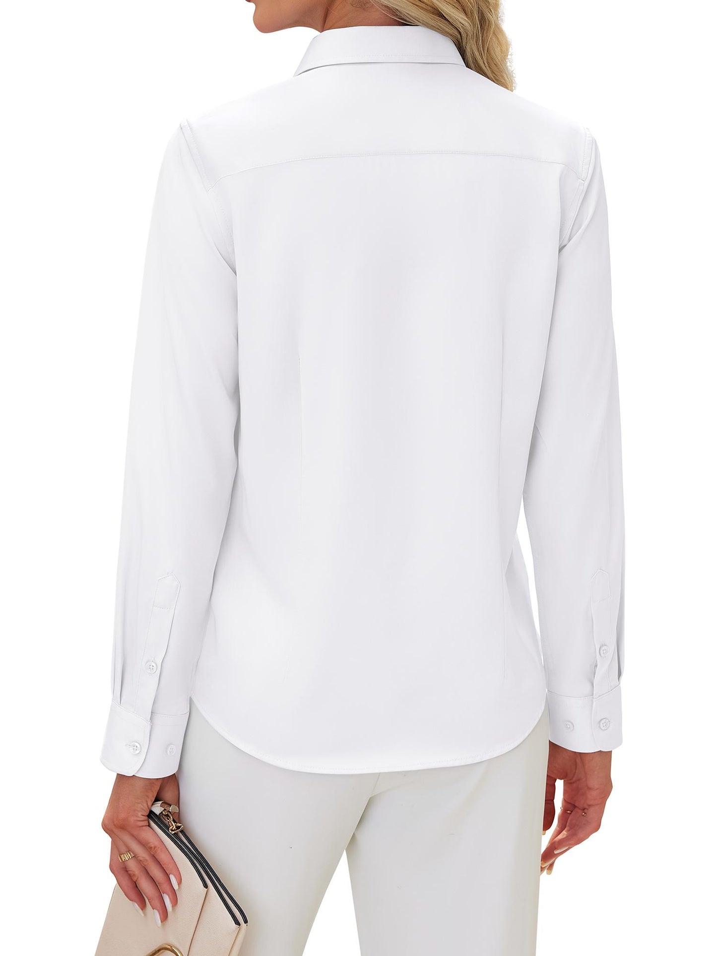 Siliteelon Women's Long Sleeve Button Down Shirts Wrinkle-Free Office Work Blouse