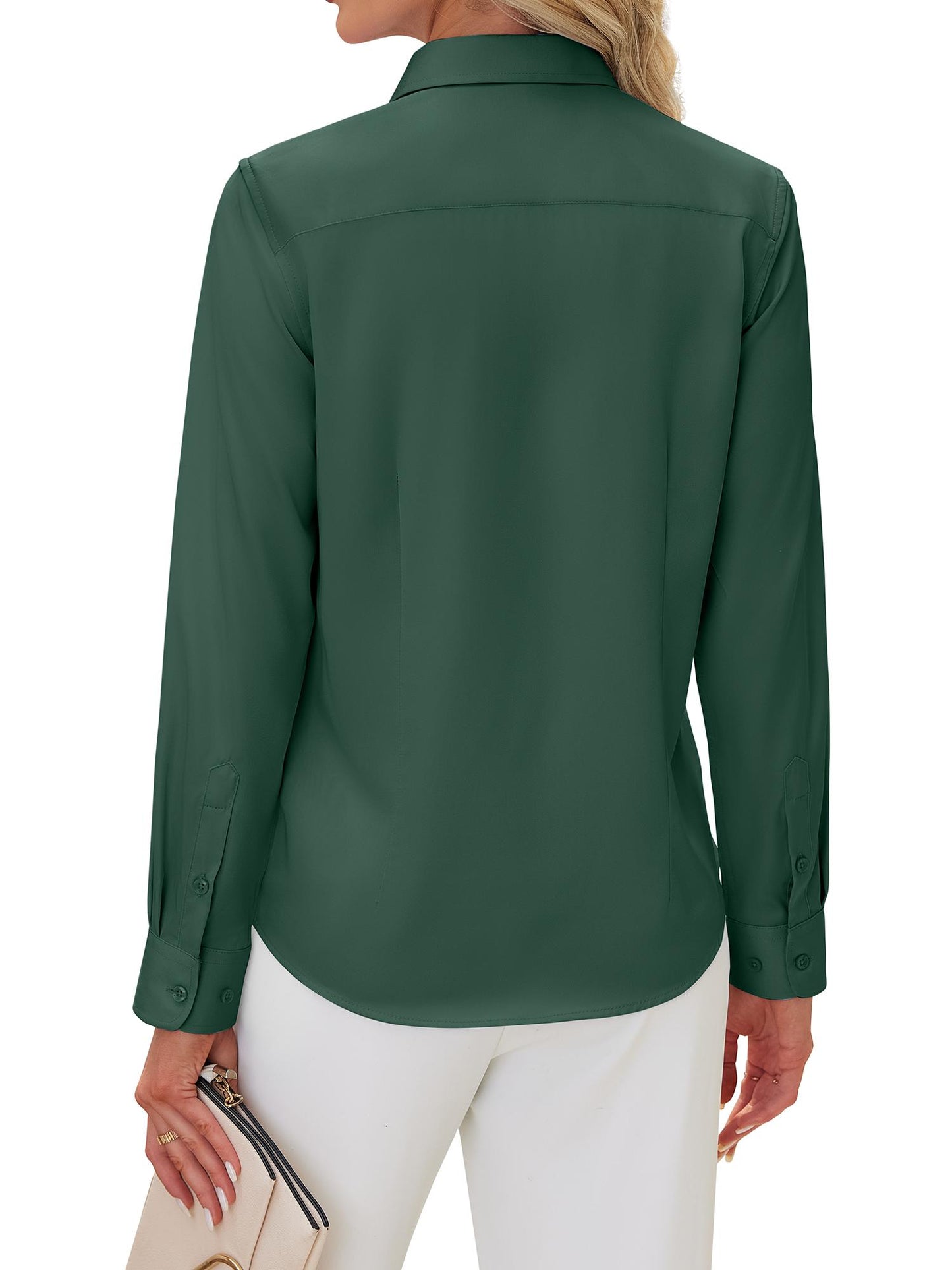 Siliteelon Women's Long Sleeve Button Down Shirts Wrinkle-Free Office Work Blouse