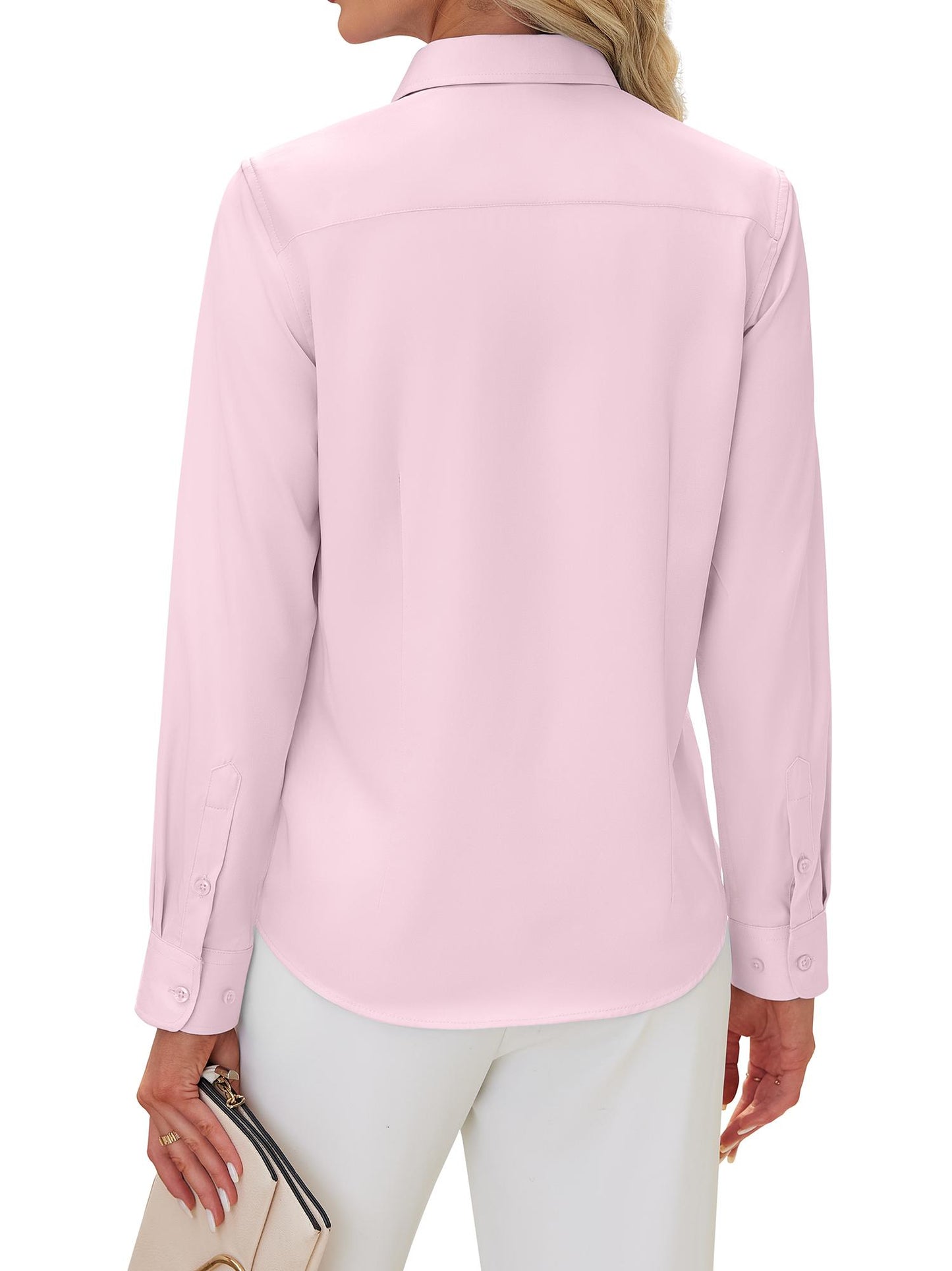 Siliteelon Women's Long Sleeve Button Down Shirts Wrinkle-Free Office Work Blouse
