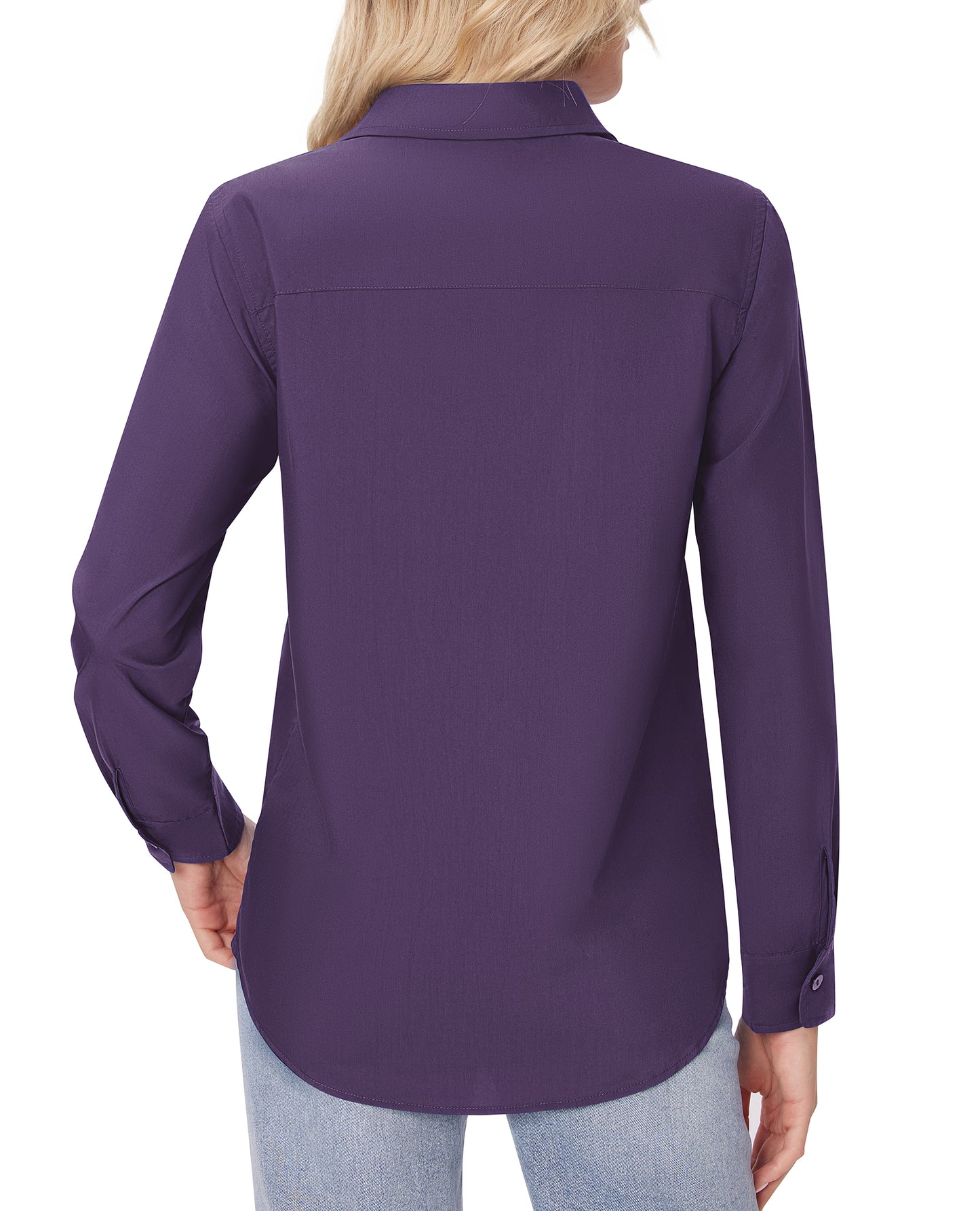 Siliteelon White Button Down Shirts for Women Long Sleeve Wrinkle Free Dress Shirts Work Office Blouse Tops with Pocket