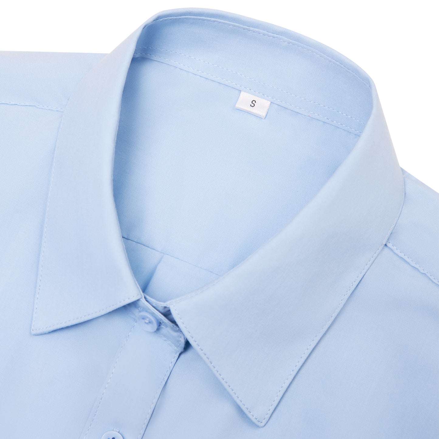 Siliteelon Womens Short Sleeve Work Blouses Cotton Button Down Shirts Slim Fit