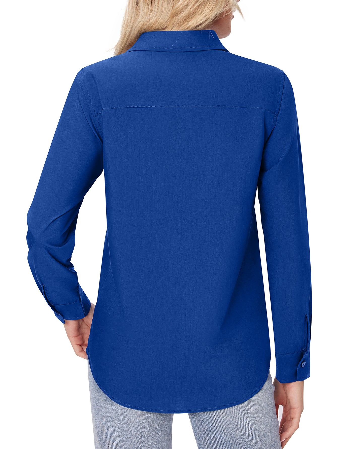 Siliteelon White Button Down Shirts for Women Long Sleeve Wrinkle Free Dress Shirts Work Office Blouse Tops with Pocket