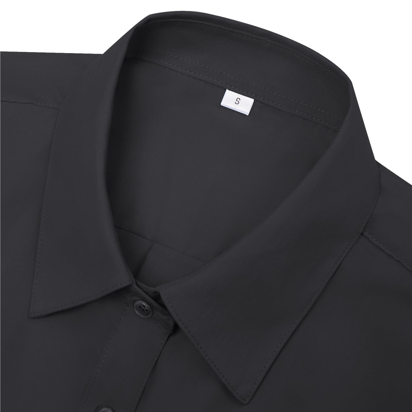 Siliteelon Womens Short Sleeve Work Blouses Cotton Button Down Shirts Slim Fit