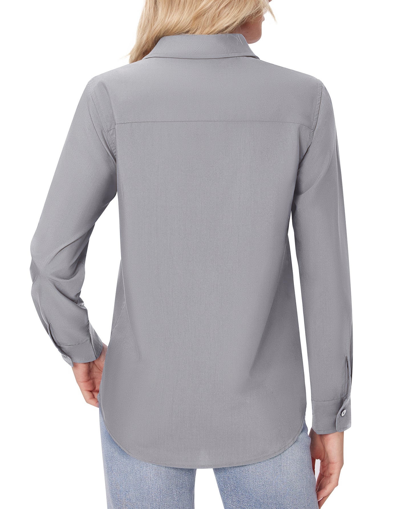Siliteelon White Button Down Shirts for Women Long Sleeve Wrinkle Free Dress Shirts Work Office Blouse Tops with Pocket