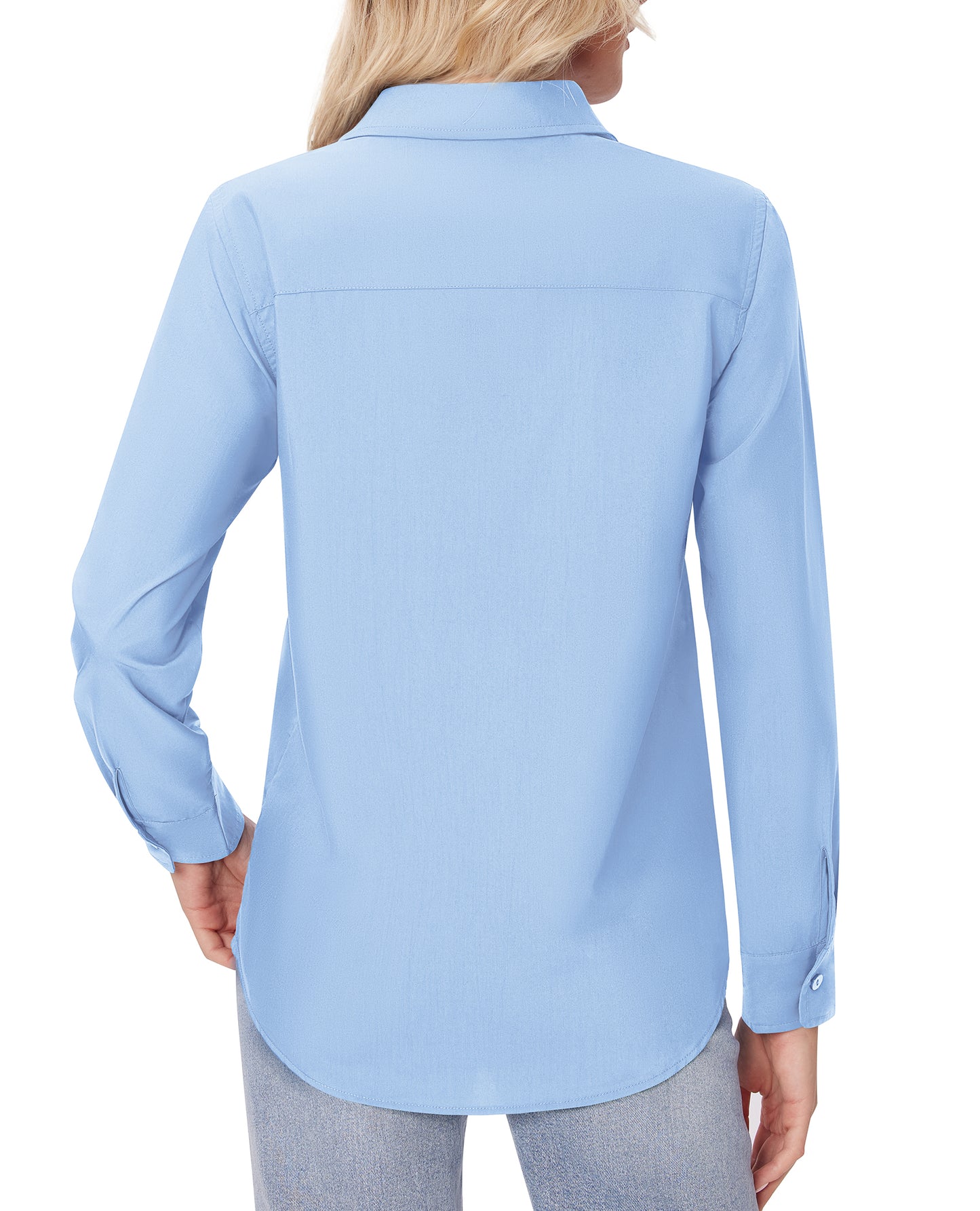 Siliteelon White Button Down Shirts for Women Long Sleeve Wrinkle Free Dress Shirts Work Office Blouse Tops with Pocket